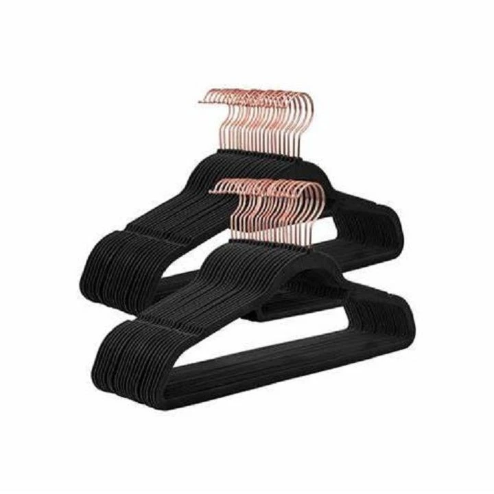 black and gold velvet hangers flat velvet hangers(001)